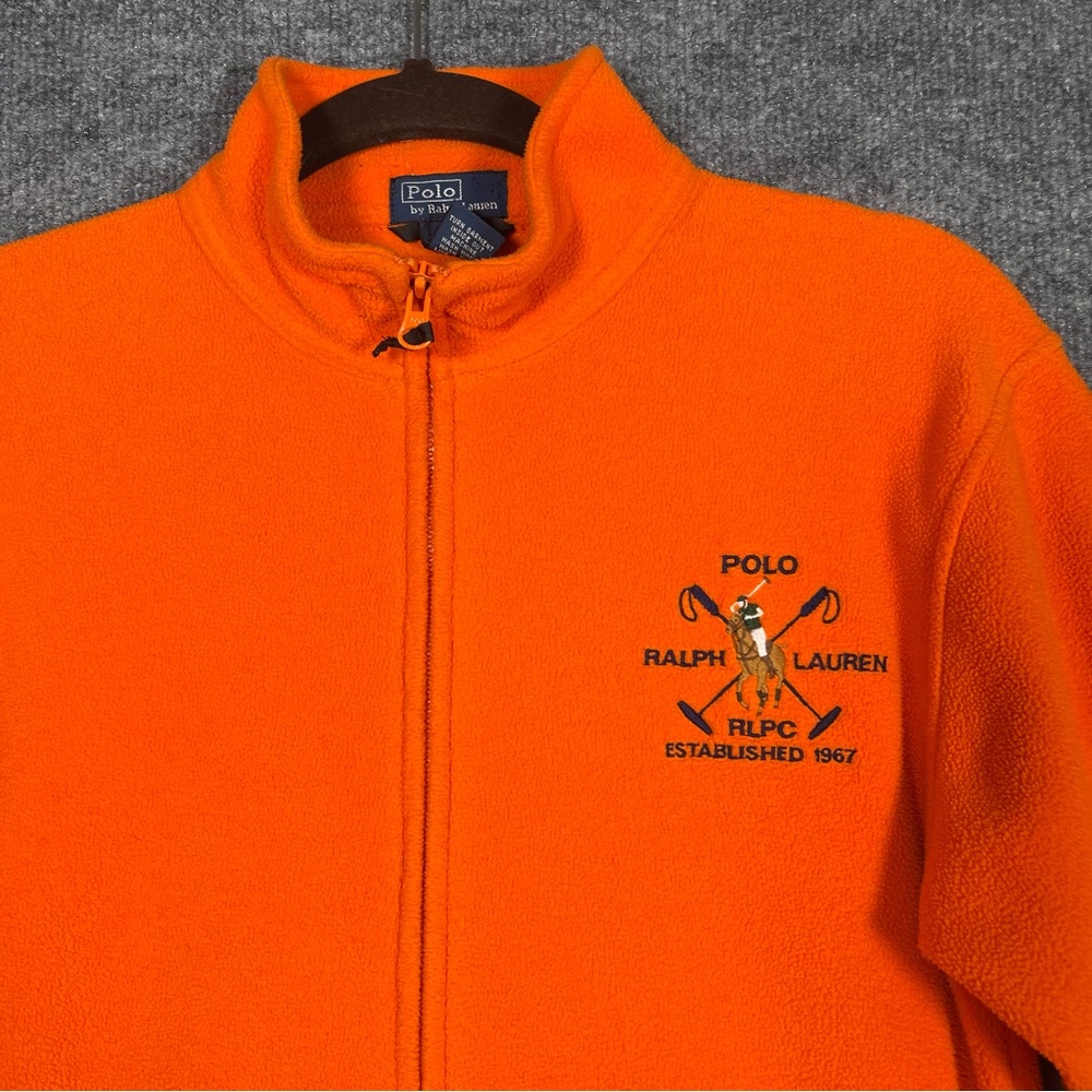 Polo‎ Ralph Lauren Boys Large 16/18 Orange Zip Fleece Pony Embroidered Sweater